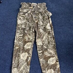 Urban Outfitters Pants Womens Small Brown Tropical Leaf Print Paperbag Waist